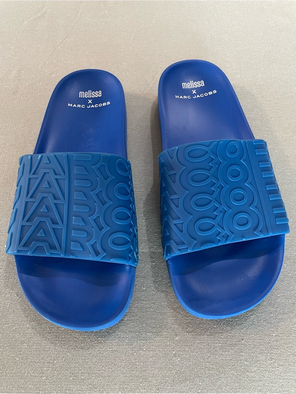 MARC JACOBS x MELISSA | Royal Blue Logo Jelly Slides  Designer Athleisure | 9